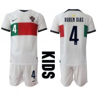 Camisa de Futebol Portugal Ruben Dias #4 Equipamento Secundário Infantil Mundo 2022 Manga Curta (+ Calças curtas)